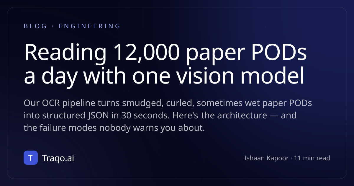 Reading 12,000 paper PODs a day with one vision model · Blog | Traqo.ai