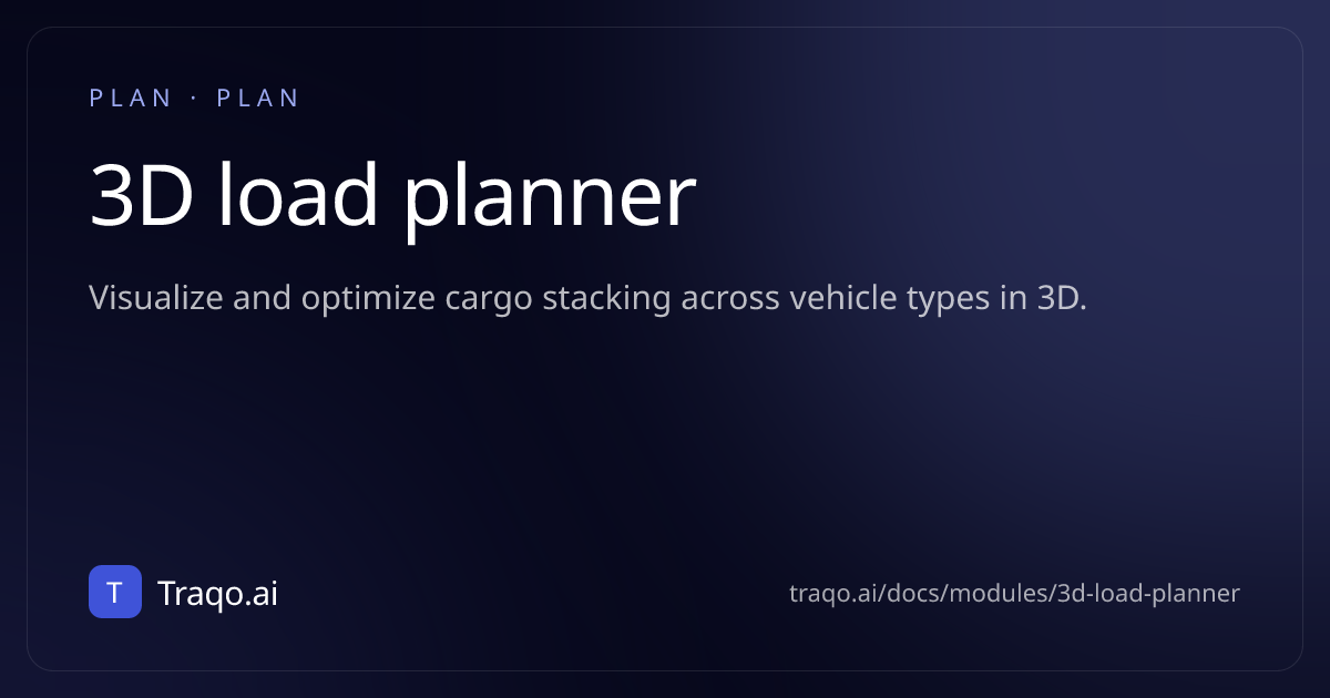 3D Load Planner — Traqo Docs